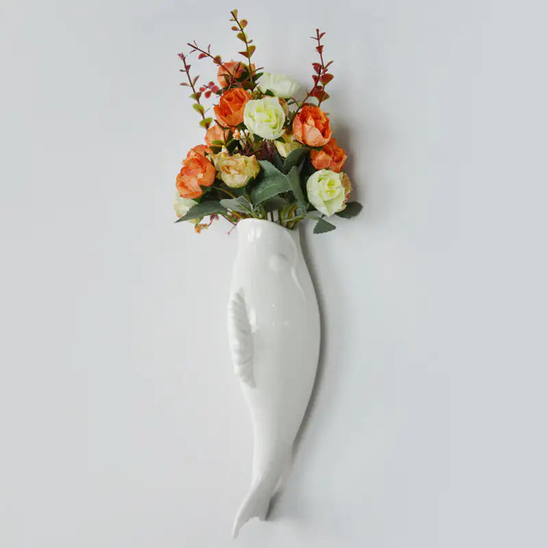 Modern Art Ceramic Goldfish Wall Vase